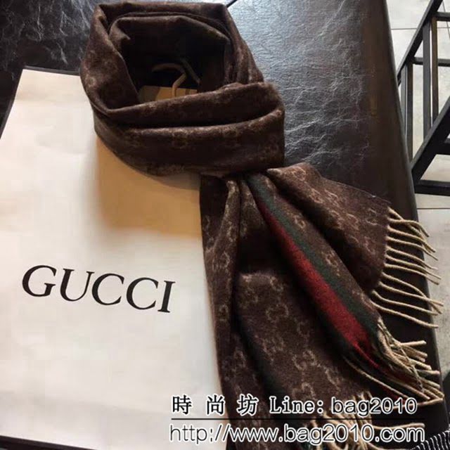 GUCCI古馳2018最新款原單 經典LOGO提花風格羊絨長巾 LLWJ6686